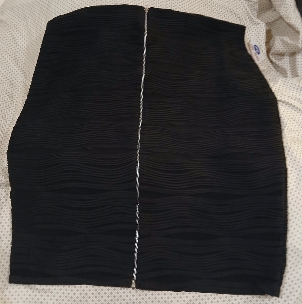 Miss Star Black Wavy Textured 3X Skirt (061925F)